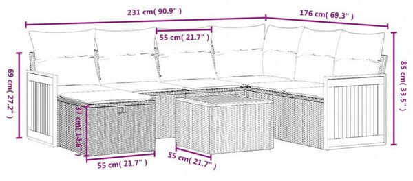 VidaXL Polyrattan Kerti Ülőgarnitúra - 8 részes