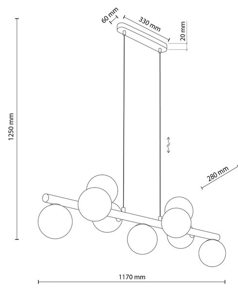 TK Lighting Estera függőlámpa, opál üveg, fa, kilenc lámpa, dimmelhető, Világos fa, Nappali / Étkező, Üveg