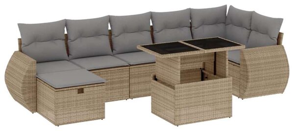 VidaXL Polyrattan Kerti Ülőgarnitúra - 8 részes - Bézs