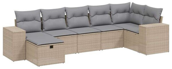 Polyrattan Kerti Ülőgarnitúra - 7 részes - Bézs