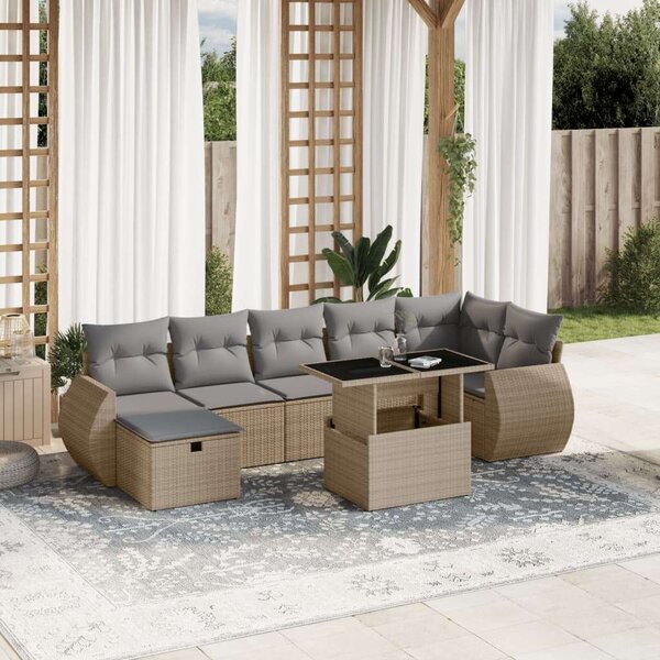 VidaXL Polyrattan Kerti Ülőgarnitúra - 8 részes - Bézs