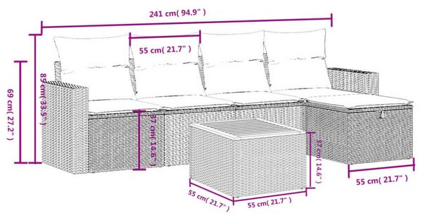 VidaXL Polyrattan Kerti Ülőgarnitúra - 6 részes