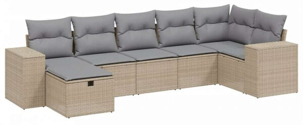 Polyrattan Kerti Ülőgarnitúra - 7 részes - Bézs
