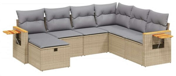Polyrattan Kerti Ülőgarnitúra - 7 részes - Bézs