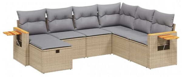 Polyrattan Kerti Ülőgarnitúra - 7 részes - Bézs