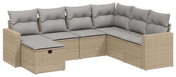 Polyrattan Kerti Ülőgarnitúra - 7 részes - Bézs