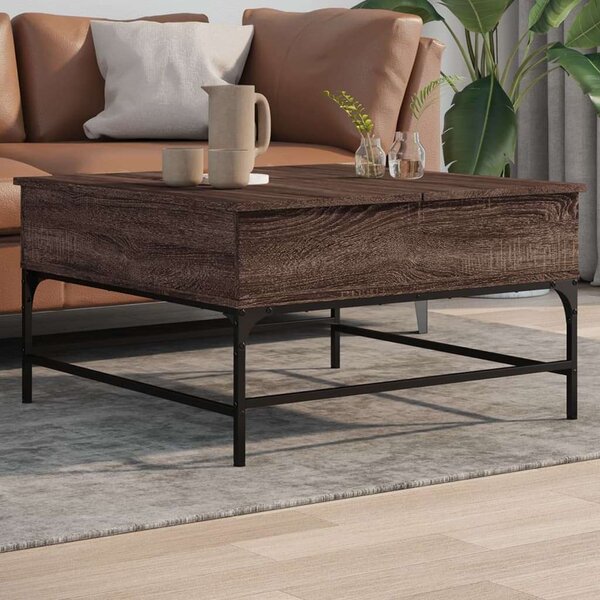 VidaXL barna tölgyszínű szerelt fa és fém dohányzóasztal 80x80x45 cm