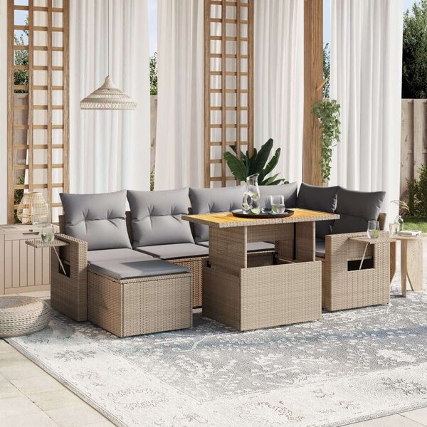 VidaXL Polyrattan Kerti Ülőgarnitúra - 7 részes - Bézs