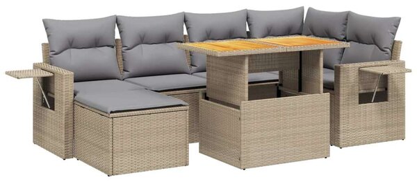 VidaXL Polyrattan Kerti Ülőgarnitúra - 7 részes - Bézs