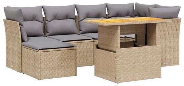 VidaXL Polyrattan Kerti Ülőgarnitúra - 7 részes - Bézs