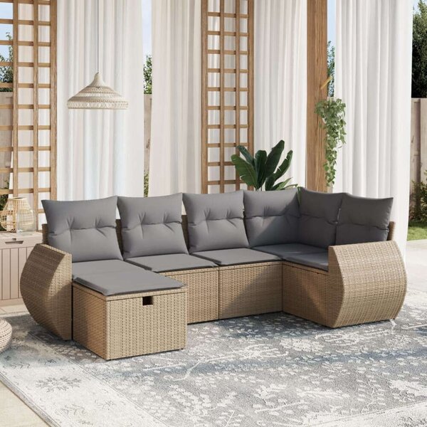 VidaXL Polyrattan Kerti Ülőgarnitúra - 6 részes - Bézs