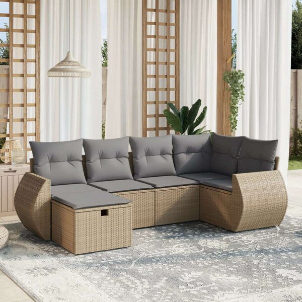 VidaXL Polyrattan Kerti Ülőgarnitúra - 6 részes - Bézs