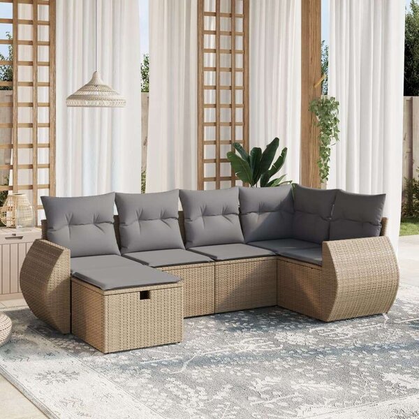 VidaXL Polyrattan Kerti Ülőgarnitúra - 6 részes - Bézs
