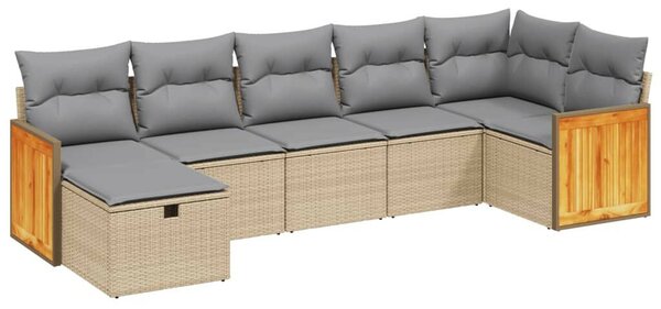 Polyrattan Kerti Ülőgarnitúra - 7 részes - Bézs