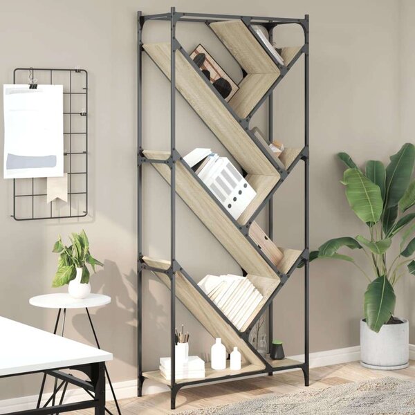 VidaXL sonoma tölgy színű szerelt fa és fém könyvszekrény 79x30x180 cm