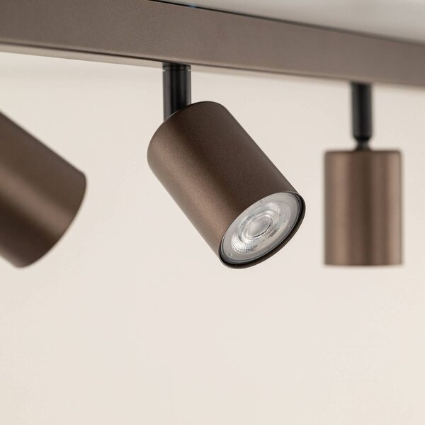 TK Lighting Mennyezeti spot Top, állítható, barna, hatlángú lineáris, dimmelhető, Barna / rozsda, Nappali / Étkező, fém, Modern