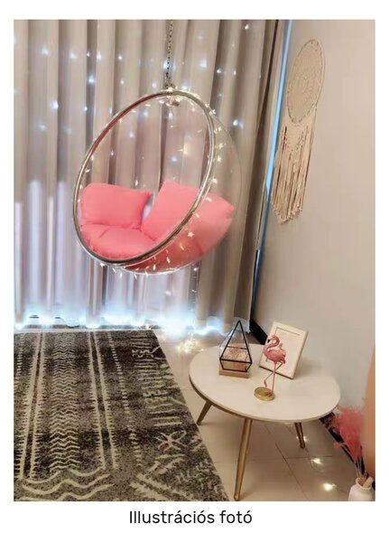 KONDELA Függő fotel, átlátszó/arany/rózsaszín, BUBBLE NEW TYP 1