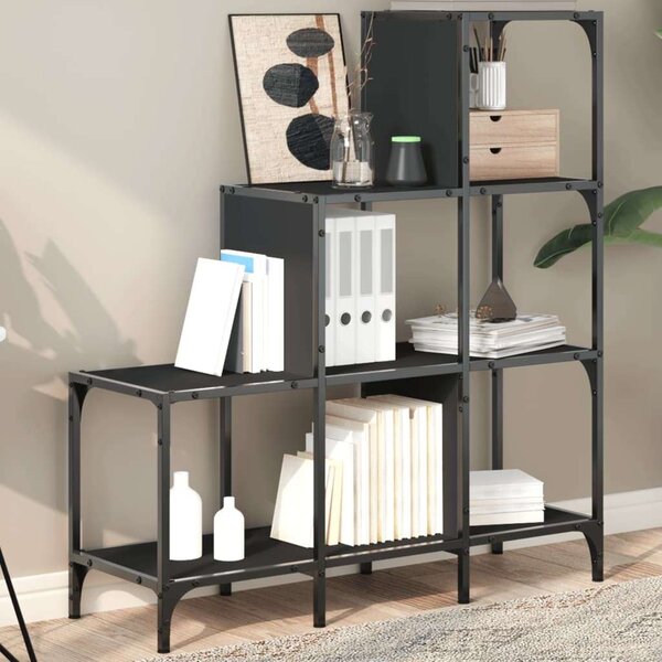VidaXL fekete szerelt fa és fém könyvszekrény 92 x 30 x 102 cm