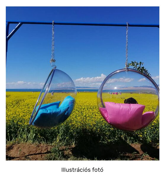KONDELA Függő fotel, átlátszó/arany/rózsaszín, BUBBLE NEW TYP 1