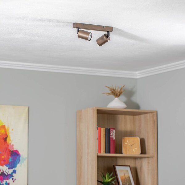 TK Lighting Mennyezeti spot Felső, állítható, barna, kétszínű, lineáris, két fényszórós, dimmelhető, Barna / rozsda, Nappali / Étkező, fém, Modern