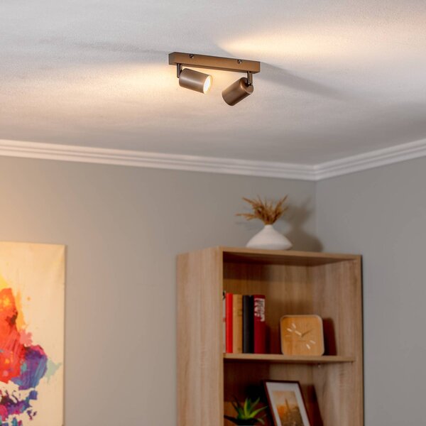 TK Lighting Mennyezeti spot Felső, állítható, barna, kétszínű, lineáris, két fényszórós, dimmelhető, Barna / rozsda, Nappali / Étkező, fém, Modern