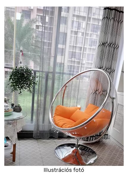 KONDELA Függő fotel állvánnyal, átlátszó/ezüst/szürke, BUBBLE NEW TYP 2