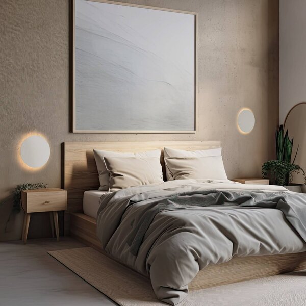 TK Lighting Luna fali lámpa, bézs, indirekt fény, Ø 30 cm, acél, dimmelhető, Krém / borostyánsárga, Nappali / Étkező, fém