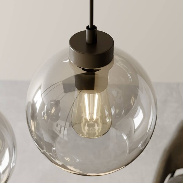 TK Lighting Cubus függőlámpa, füstszürke, üveg, 74 cm hosszú, 6 lámpás, dimmelhető, Fekete, Nappali / Étkező, Üveg, Modern