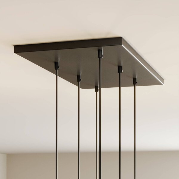 TK Lighting Cubus függőlámpa, füstszürke, üveg, 74 cm hosszú, 6 lámpás, dimmelhető, Fekete, Nappali / Étkező, Üveg, Modern