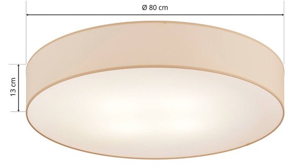 TK Lighting Rondo mennyezeti lámpa, bézs Ø 80 cm, dimmelhető, Krém / borostyánsárga, Hálószoba, Textil / szövet / selyem, Modern