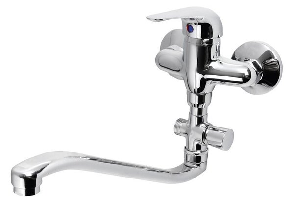 Aqualine, AQUALINE 35 falra szerelhető mosdókagyló/fürdőkád csaptelep, osztás 100mm, króm, 52140