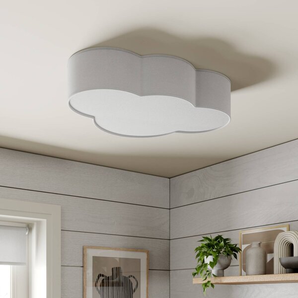 TK Lighting Cloud mennyezeti lámpa, fehér, textil, hossza 62 cm, E27, 4 lámpás., dimmelhető, Fehér / opál, Nappali / Étkező, Textil / szövet / selyem, Fiatalos életstílus
