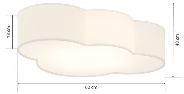 TK Lighting Cloud mennyezeti lámpa, fehér, textil, hossza 62 cm, E27, 4 lámpás., dimmelhető, Fehér / opál, Nappali / Étkező, Textil / szövet / selyem, Fiatalos életstílus
