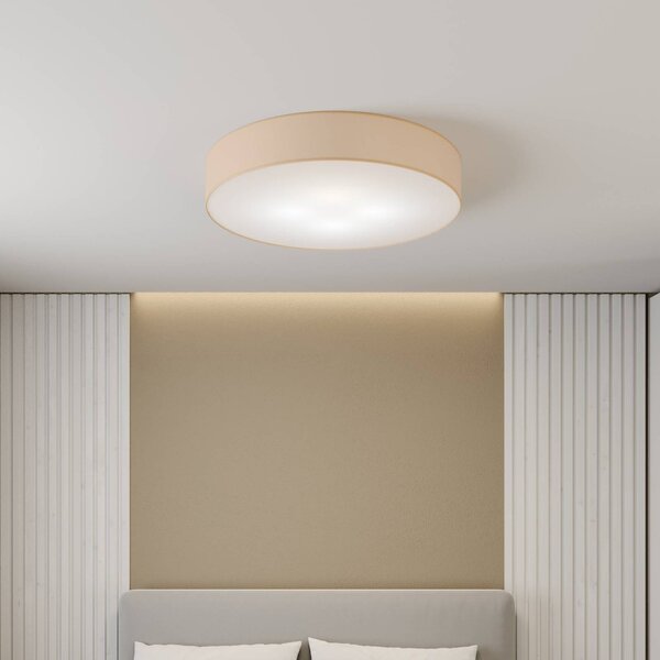 TK Lighting Rondo mennyezeti lámpa, bézs Ø 80 cm, dimmelhető, Krém / borostyánsárga, Hálószoba, Textil / szövet / selyem, Modern
