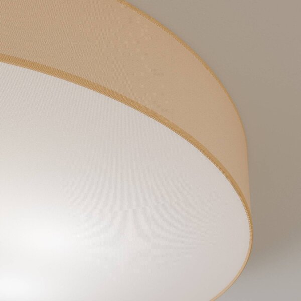 TK Lighting Rondo mennyezeti lámpa, bézs Ø 80 cm, dimmelhető, Krém / borostyánsárga, Hálószoba, Textil / szövet / selyem, Modern
