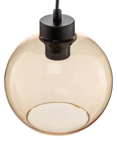 TK Lighting Cubus lógó világítás, Ø 50 cm, 3 izzós, átlátszó/mézbarna, üveg, dimmelhető, Tiszta / átlátszó, Nappali / Étkező, Üveg, Modern