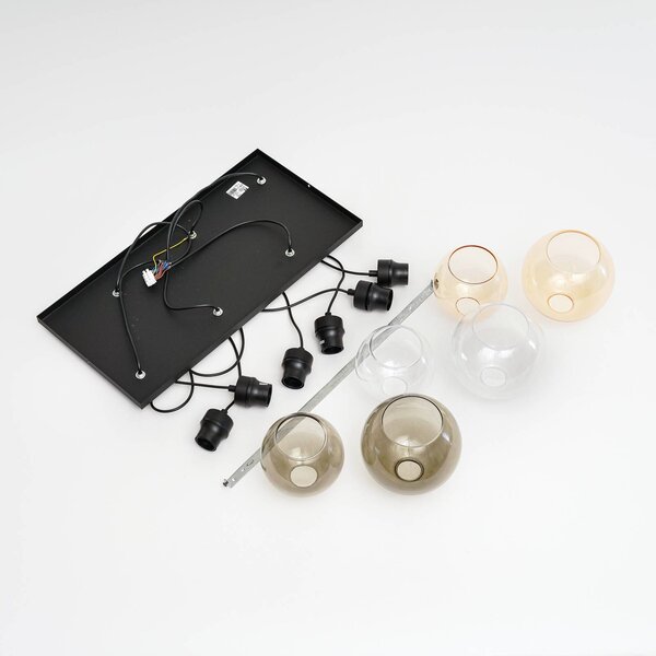 TK Lighting Cubus függőlámpa, 74 cm, 6 lámpás, átlátszó/méz/barna, üveg, dimmelhető, Tiszta / átlátszó, Nappali / Étkező, Üveg, Modern