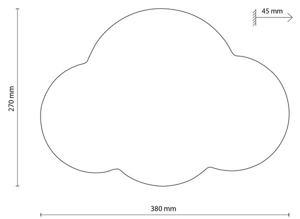 TK Lighting Cloud fali lámpa, fehér, acél, indirekt fény, 38 x 27 cm, dimmelhető, Fehér / opál, Nappali / Étkező, fém, Fiatalos életstílus