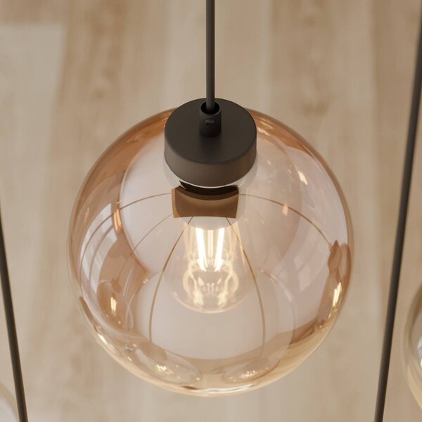 TK Lighting Cubus függőlámpa, 74 cm, 6 lámpás, átlátszó/méz/barna, üveg, dimmelhető, Tiszta / átlátszó, Nappali / Étkező, Üveg, Modern