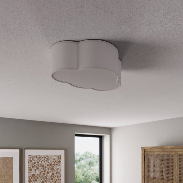 TK Lighting Cloud mennyezeti világítás textilből, hossza 41 cm, szürke, dimmelhető, Alu / szürke / cink, Nappali / Étkező, Textil / szövet / selyem, Fiatalos életstílus