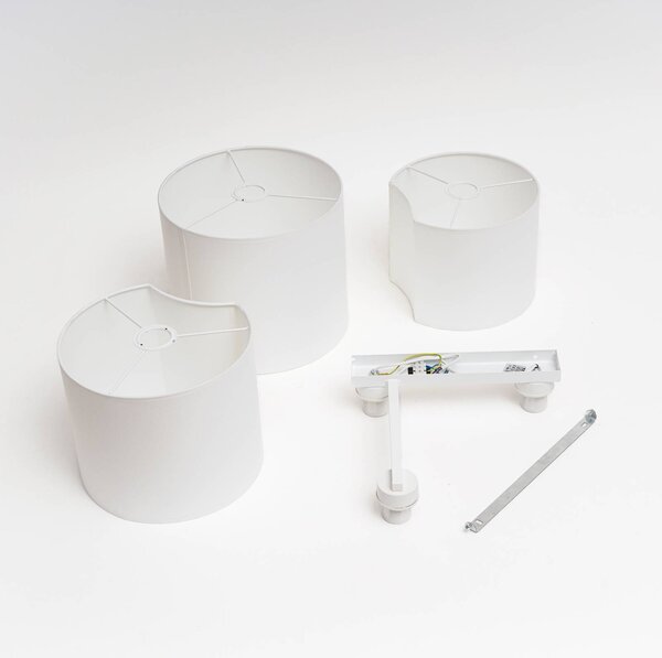 TK Lighting Mona mennyezeti világítás, 3 izzós, fehér, dimmelhető, Fehér / opál, Hálószoba, Textil / szövet / selyem, Modern