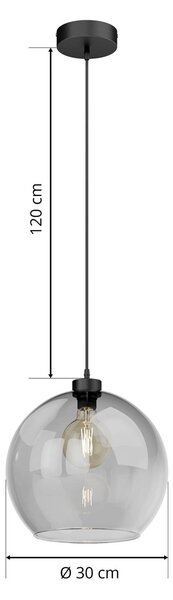 TK Lighting Cubus lógó világítás, füstszürke, üveg, Ø 30 cm, E27, dimmelhető, Fekete, Nappali / Étkező, Üveg, Modern