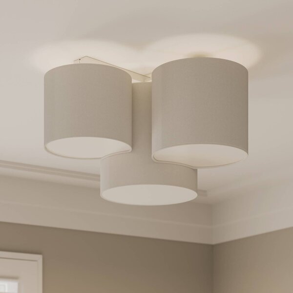 TK Lighting Mona mennyezeti világítás, 3 izzós, fehér, dimmelhető, Fehér / opál, Hálószoba, Textil / szövet / selyem, Modern