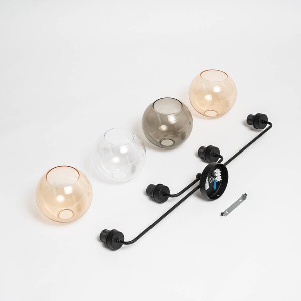 TK Lighting Cubus mennyezeti lámpa, 4 izzós, átlátszó/borostyán/szürke, dimmelhető, Tiszta / átlátszó, Nappali / Étkező, Üveg, Modern