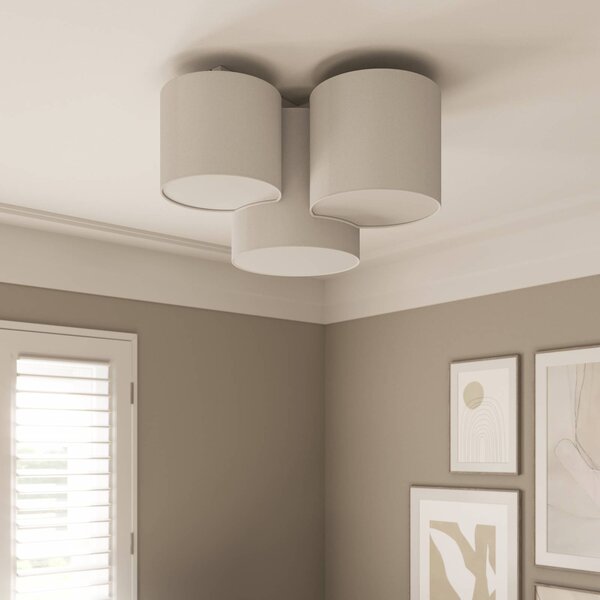 TK Lighting Mona mennyezeti világítás, 3 izzós, fehér, dimmelhető, Fehér / opál, Hálószoba, Textil / szövet / selyem, Modern