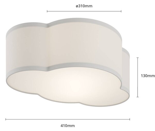 TK Lighting Cloud mennyezeti világítás textilből, hossza 41 cm, szürke, dimmelhető, Alu / szürke / cink, Nappali / Étkező, Textil / szövet / selyem, Fiatalos életstílus