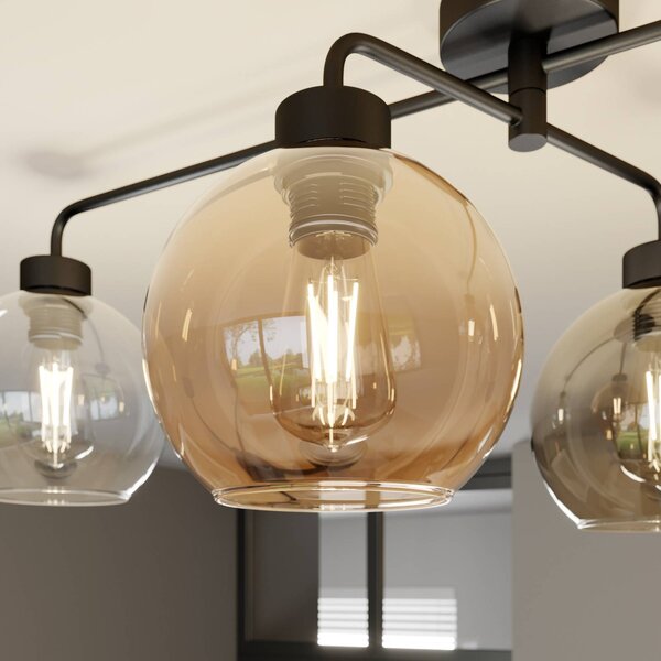 TK Lighting Cubus mennyezeti lámpa, 4 izzós, átlátszó/borostyán/szürke, dimmelhető, Tiszta / átlátszó, Nappali / Étkező, Üveg, Modern