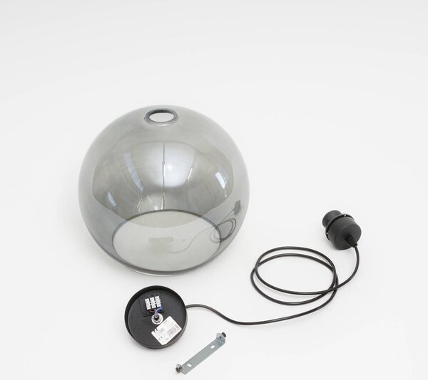 TK Lighting Cubus lógó világítás, füstszürke, üveg, Ø 30 cm, E27, dimmelhető, Fekete, Nappali / Étkező, Üveg, Modern