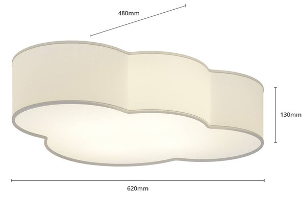 Felhő mennyezeti lámpa textilből, hossza 62 cm, szürke