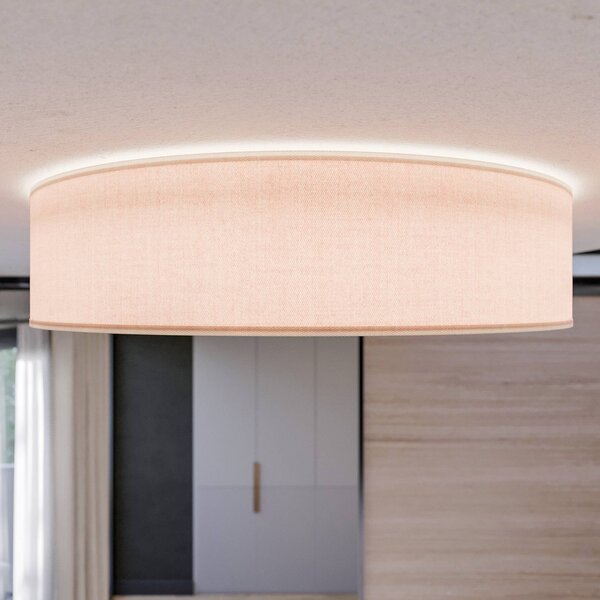 TK Lighting Rondo mennyezeti lámpa, bézs, Ø 60 cm, dimmelhető, Krém / borostyánsárga, Hálószoba, Textil / szövet / selyem, Modern